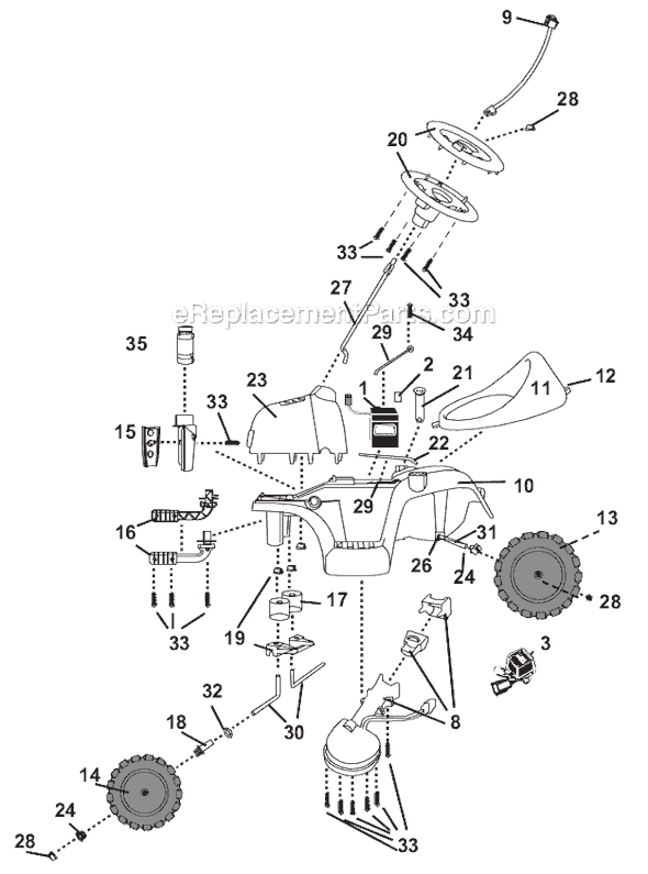 Page A Diagram and Parts List for 75320-9993  Power Wheels Ride-On Cars